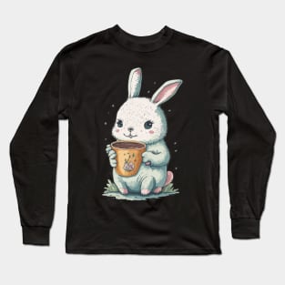 Cute bunny drinking tea Long Sleeve T-Shirt